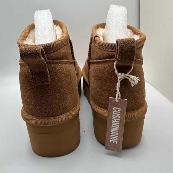 CUSHIONAIRE Women's Genuine Suede pull platform boot +Memory Foam 6 CHESTNUT - Picture 4 of 7